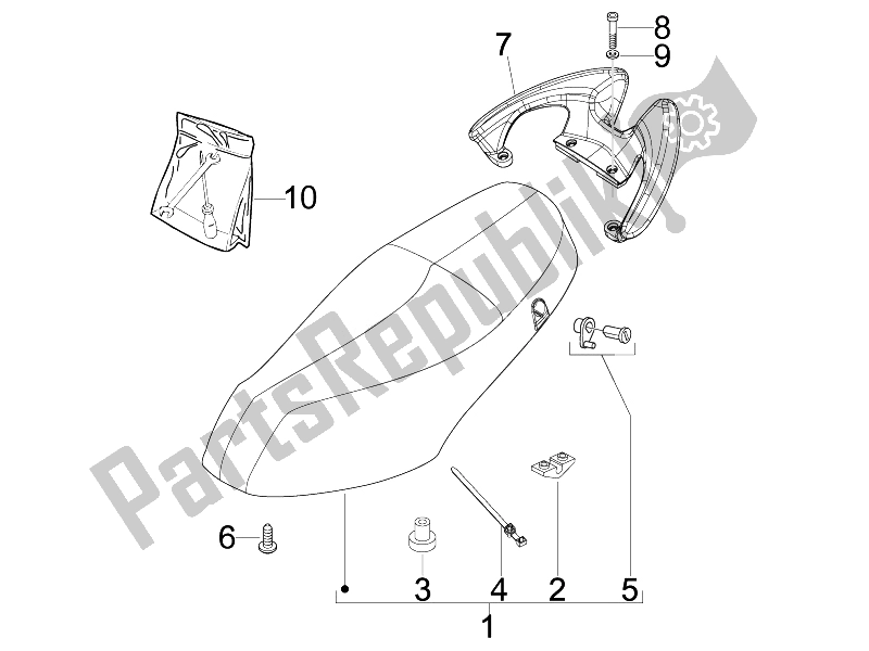 Toutes les pièces pour le Selle / Sièges du Derbi Boulevard 150 4T E3 2010