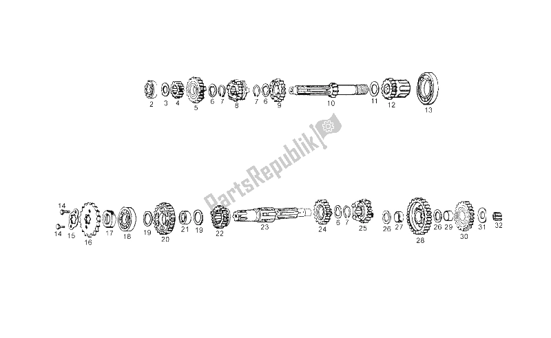 Toutes les pièces pour le Boîte De Vitesses du Derbi Senda 125 SM Baja 4T E3 2010