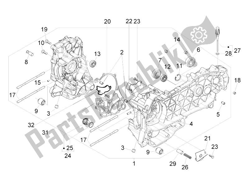 All parts for the Crankcase of the Derbi Boulevard 150 4T E3 2010