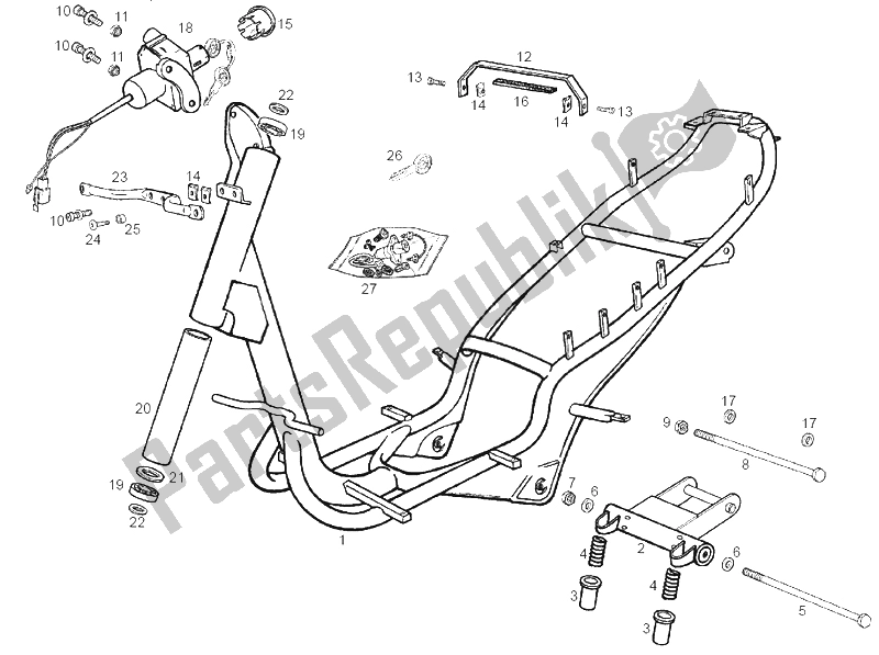 Todas las partes para Soporte Central de Derbi Atlantis O2 Bullet E2 2A ED 50 2003