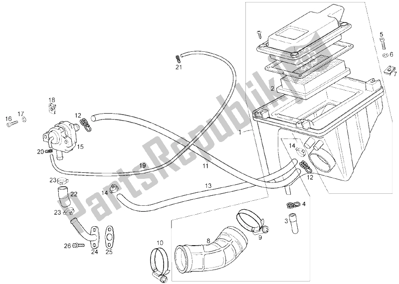 Toutes les pièces pour le Filtre à Air du Derbi GPR 125 4T E3 2009