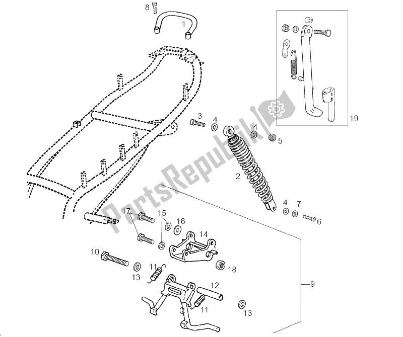 All parts for the Shock Absorber of the Derbi Atlantis O2 Piaggio 3A Edicion 50 2002