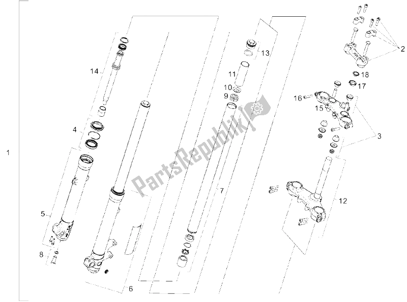 Todas las partes para Tenedor Frontal de Derbi Senda 125 R 4T Baja E3 2007