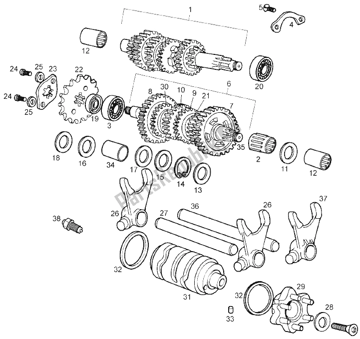 Toutes les pièces pour le Boîte De Vitesses du Derbi Senda 50 R DRD PRO E2 2 VER 2005