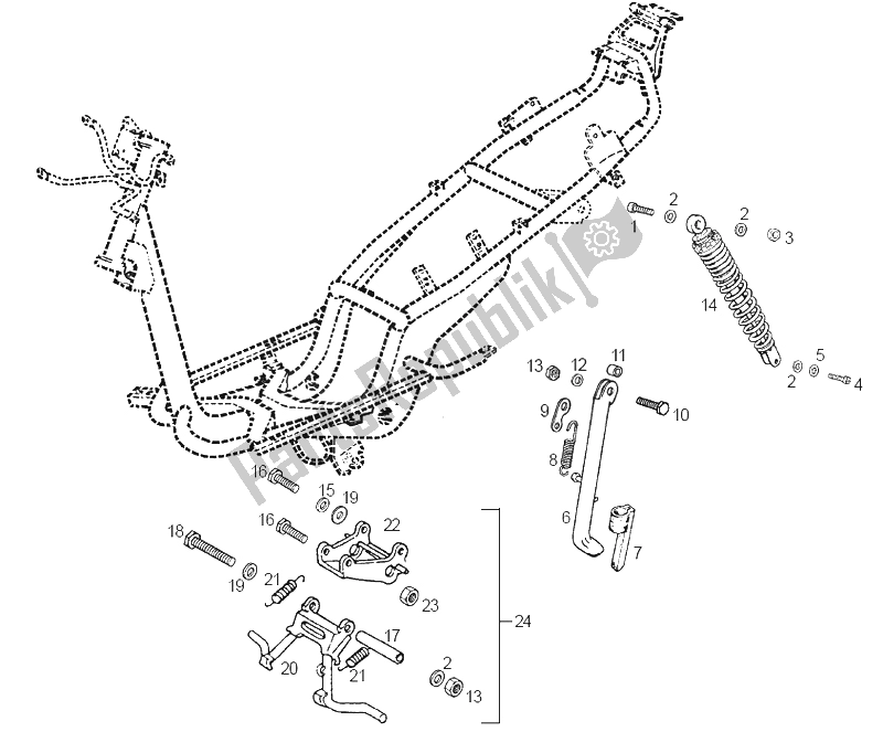 All parts for the Shock Absorber of the Derbi GP1 2A Edicion 50 2002