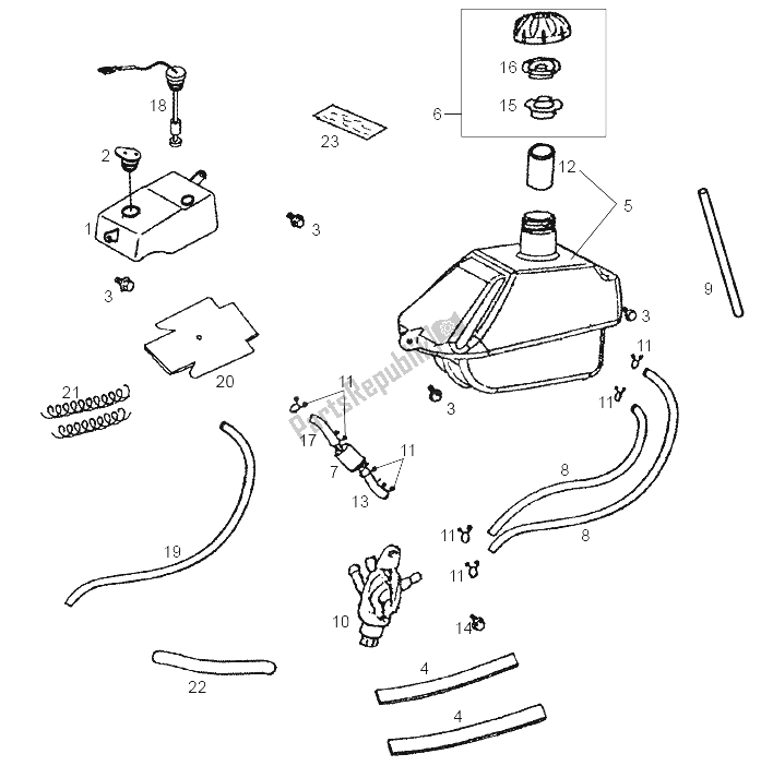 All parts for the Tank of the Derbi DFW 50 CC E2 2005