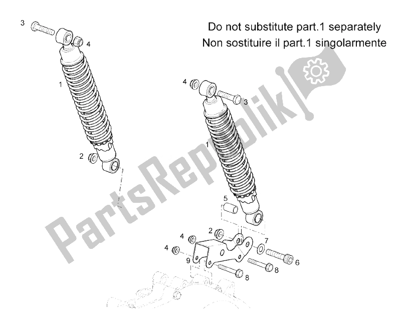 All parts for the Rear Shock Absorber of the Derbi Rambla 300 E3 2010