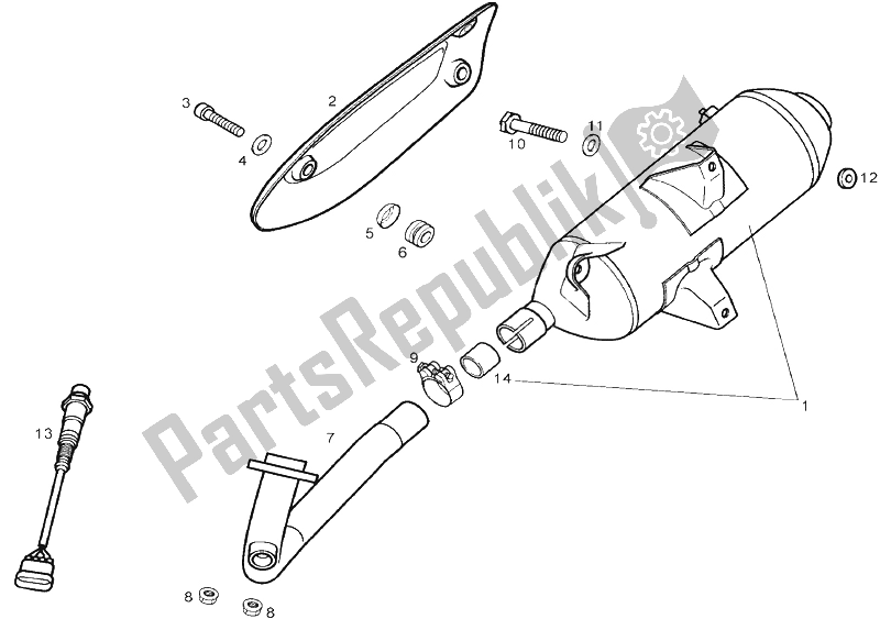 All parts for the Exhaust Pipe of the Derbi GP1 LOW Seat 250 CC E3 2 VER 2007