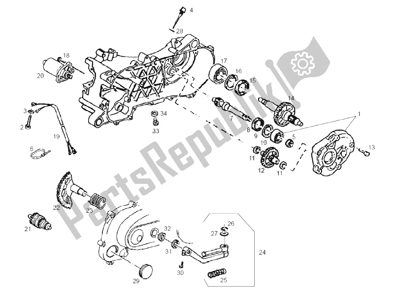All parts for the Stater - Electric Starter of the Derbi Atlantis 50 2T Bullet 2010