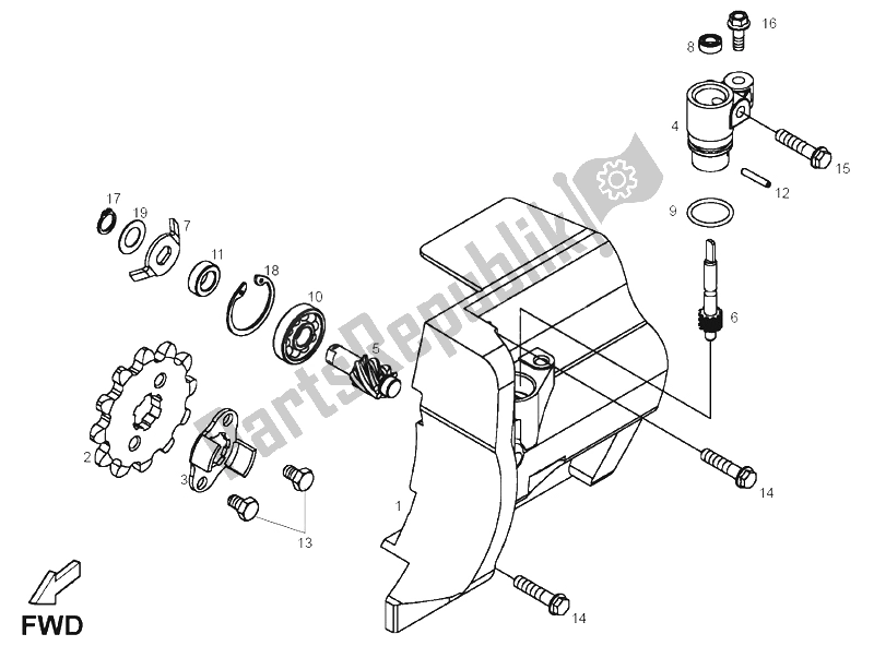 All parts for the Odometer Gear of the Derbi DXR 250 CC 2005