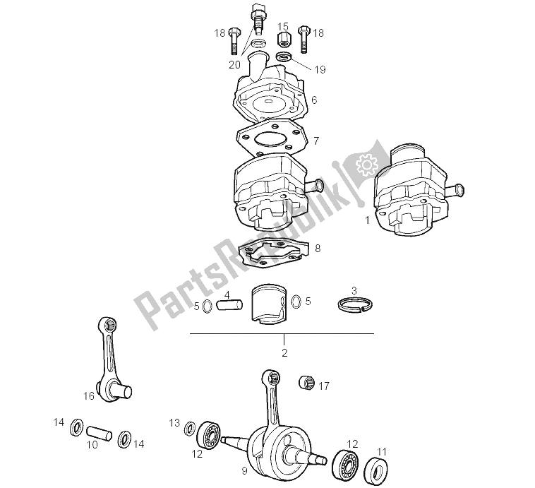 Toutes les pièces pour le Arbre D'entraînement - Cylindre - Piston du Derbi Senda 50 R X Race E2 2004