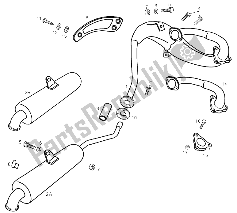 All parts for the Exhaust Unit of the Derbi Senda 50 SM DRD 2A Edicion 2003