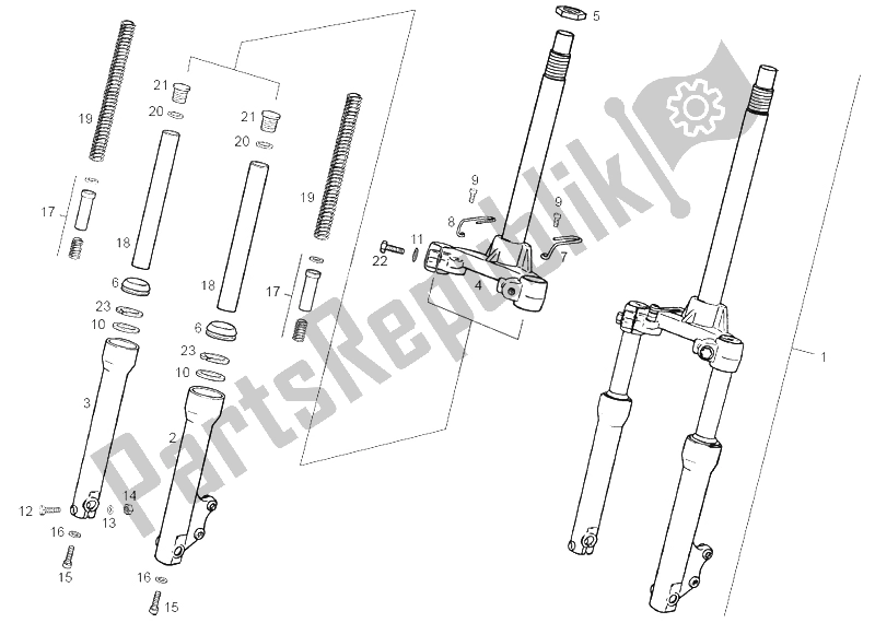 Todas las partes para Tenedor Frontal de Derbi Atlantis 4T 50 CC 100 E2 2004