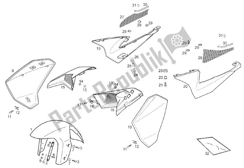 All parts for the Frame of the Derbi Mulhacen 659 E2 E3 2006