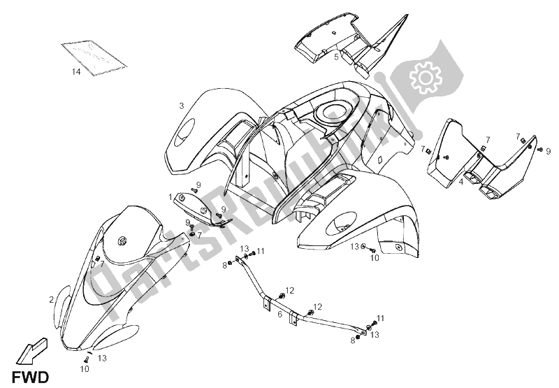 All parts for the Frame (2) of the Derbi DXR 200 CC 2004