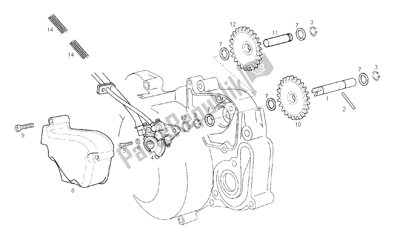 All parts for the Oil Pump of the Derbi Senda 50 R X Trem E2 3 Edicion 2007