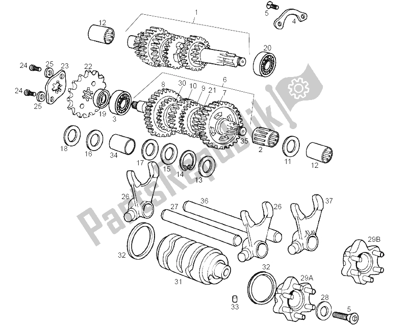 Todas las partes para Caja De Cambios de Derbi Senda 50 R X Trem E2 3 Edicion 2007