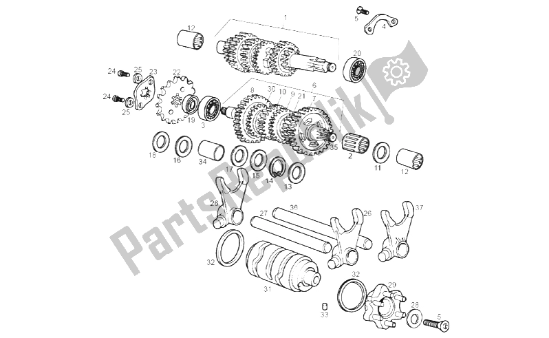 All parts for the Gear Box of the Derbi Senda 50 R DRD Racing 2T 2010
