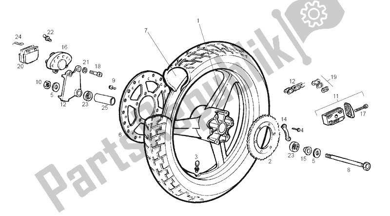 Todas las partes para Rueda Trasera de Derbi GPR 50 Replica Racing 2003