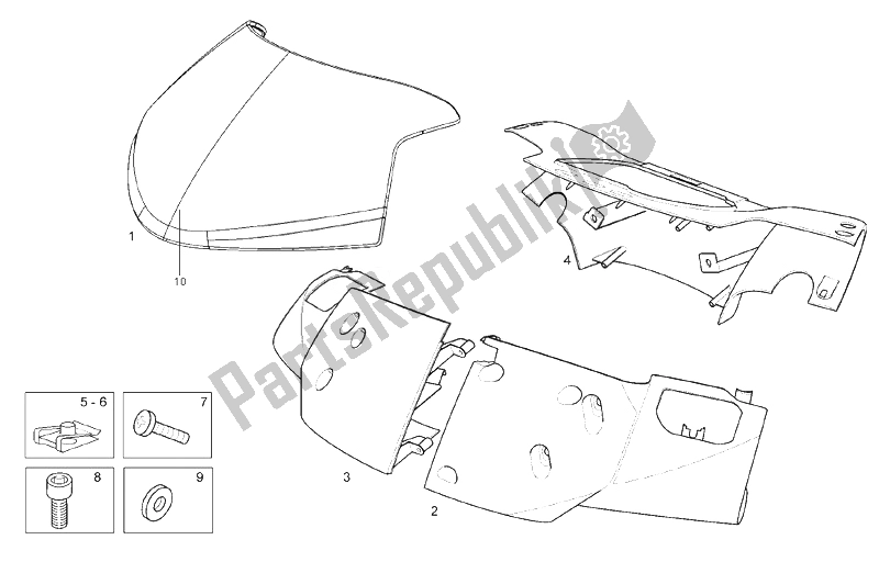 Alle onderdelen voor de Front Body - Voorkuip van de Derbi Rambla 300 E3 2010