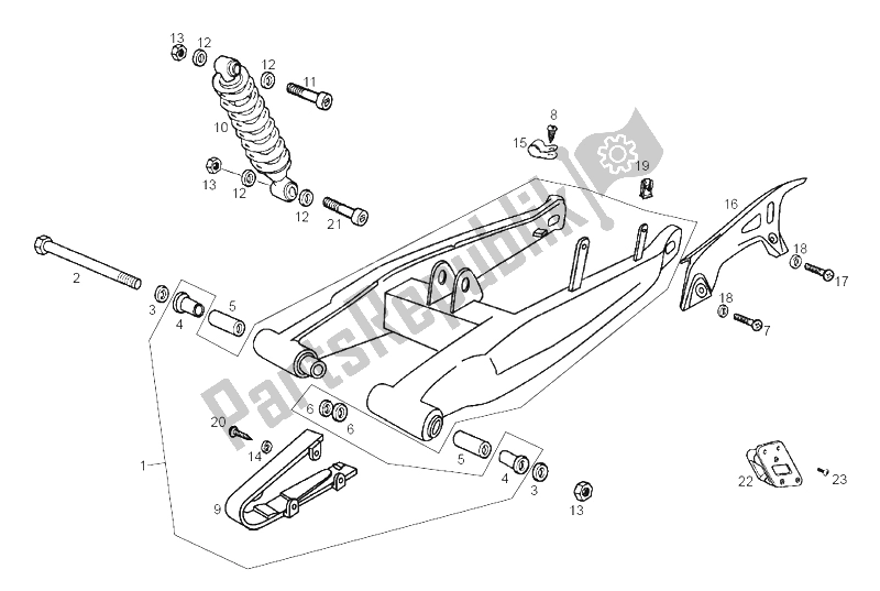 Toutes les pièces pour le Bras Oscillant - Amortisseur du Derbi Senda 50 SM X Race E2 4 Edicion 2006