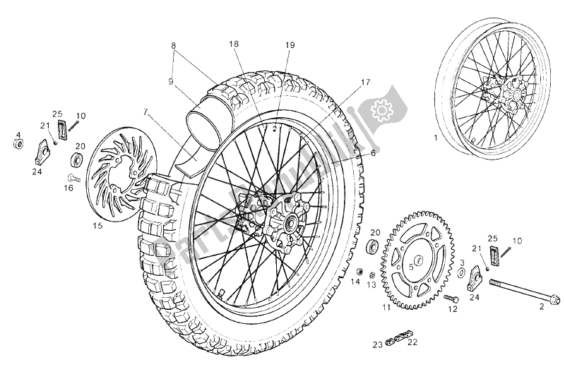 All parts for the Rear Wheel of the Derbi Senda 50 R DRD PRO E2 3 Edicion 2005