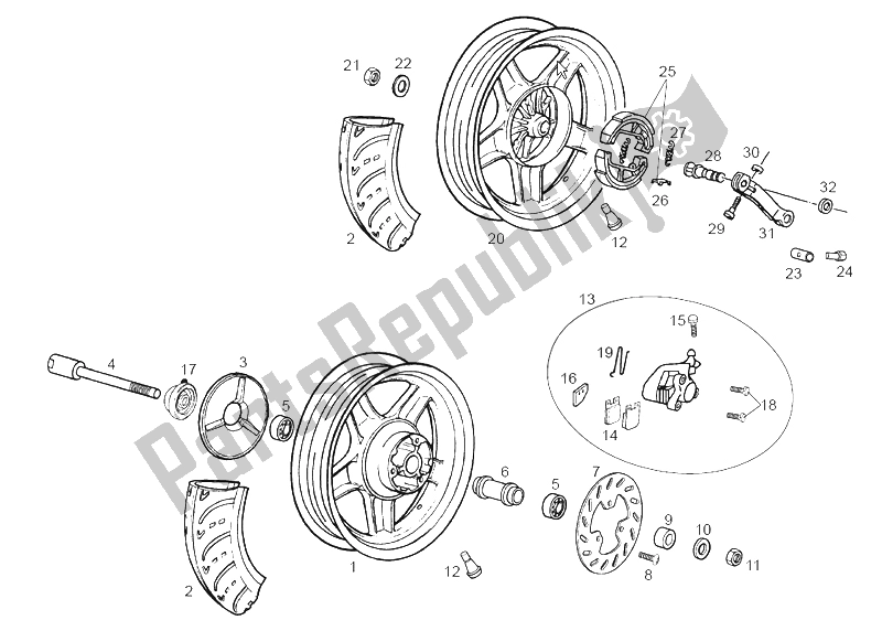 Todas las partes para Rueda Delantera de Derbi Atlantis O2 Piaggio 3A Edicion 50 2002