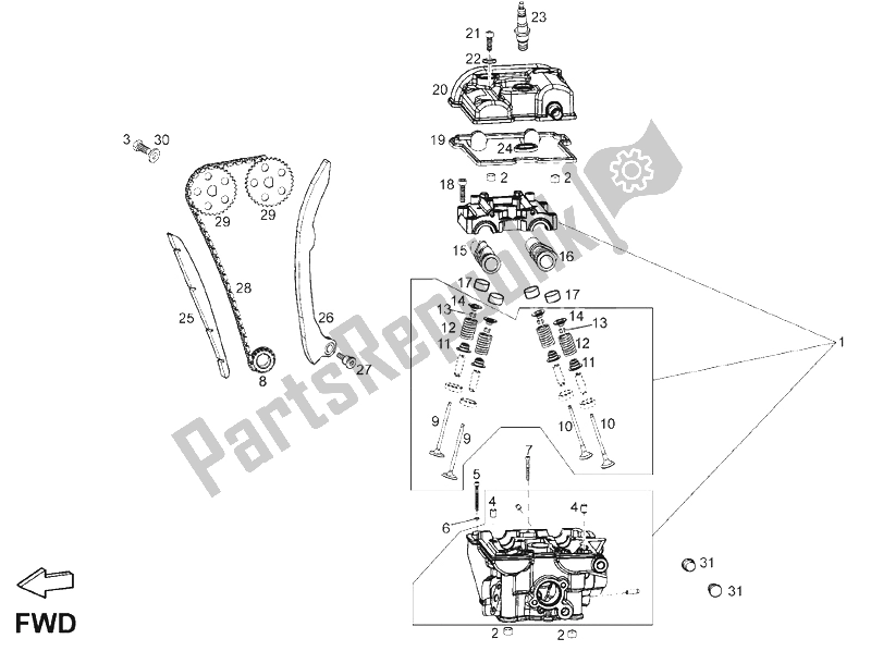 Toutes les pièces pour le Culasse du Derbi Mulhacen 125 4T E3 2007