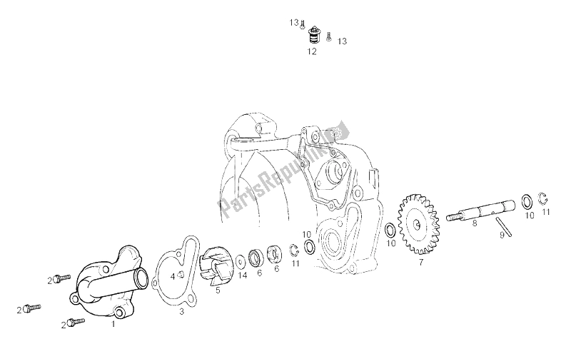 Toutes les pièces pour le Pompe à Eau du Derbi Senda 50 SM DRD Racing E2 2 VER 2005