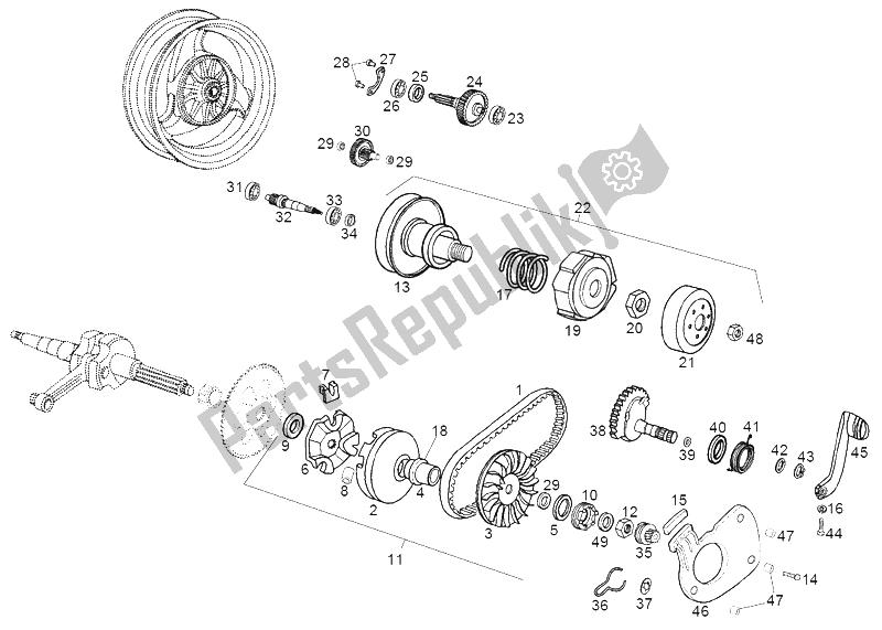 All parts for the Variator of the Derbi Atlantis LC 50 1999