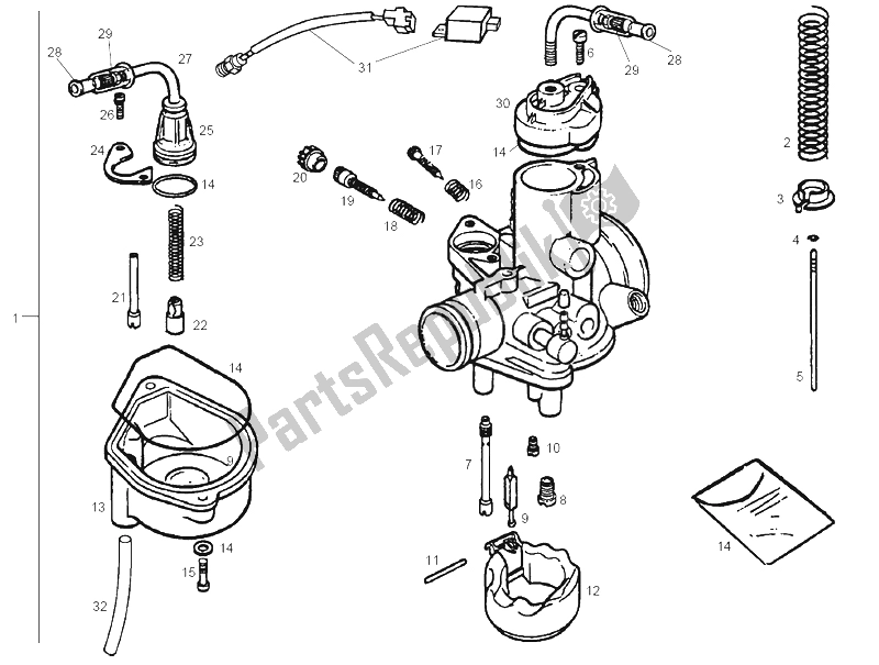 Alle onderdelen voor de Carburateur van de Derbi GPR 50 Replica Export Market 1999