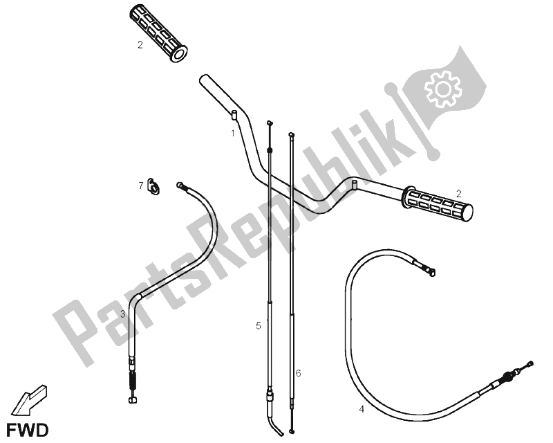 All parts for the Handlebar (2) of the Derbi DXR 200 CC 2005