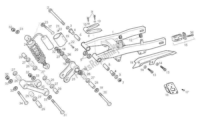All parts for the Swing Arm - Shock Absorber of the Derbi Senda 50 SM DRD Racing E2 2 VER 2005