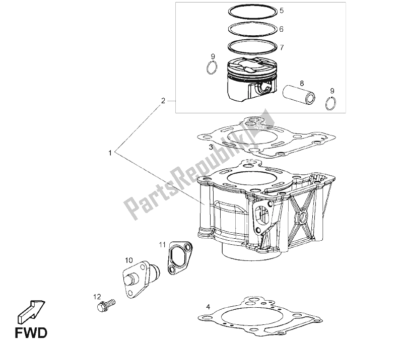 All parts for the Cylinder - Piston of the Derbi Terra E3 125 2007