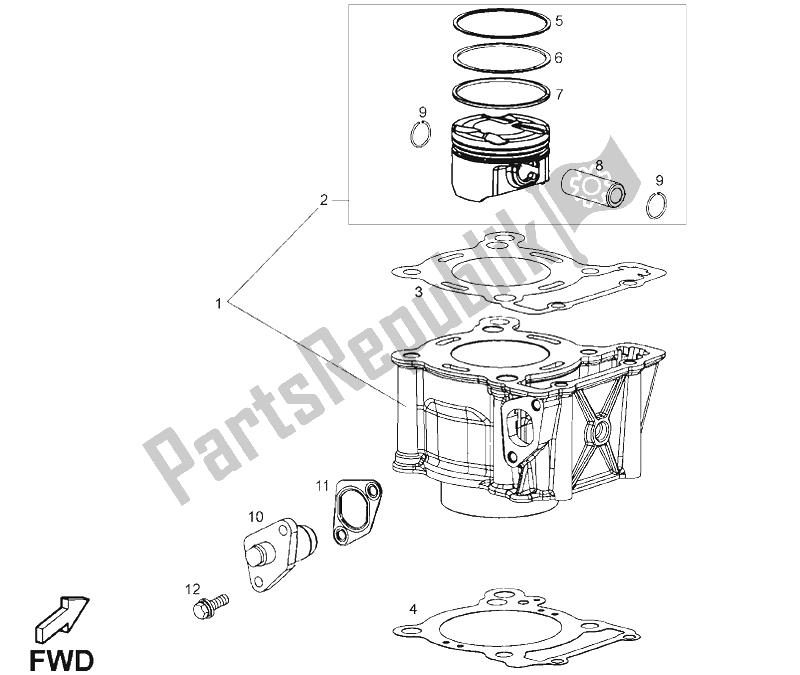 All parts for the Cylinder - Piston of the Derbi Terra E3 125 2007