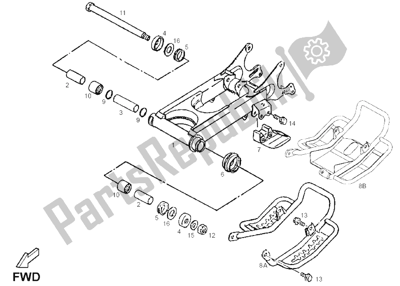 Tutte le parti per il Forcellone del Derbi DXR 200 CC 2005