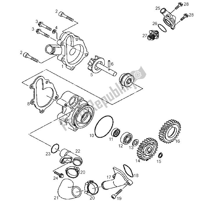 Toutes les pièces pour le Pompe à Eau du Derbi Mulhacen 659 E2 E3 2006