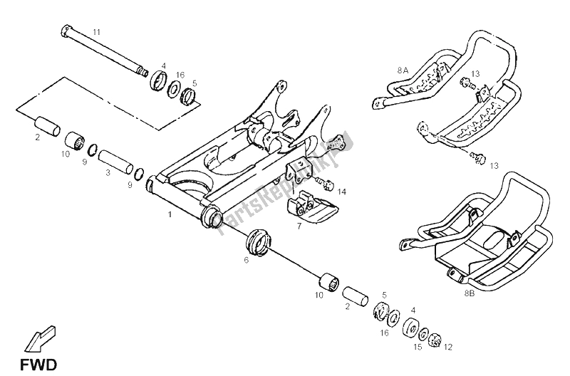 Alle onderdelen voor de Zwenkarm van de Derbi DXR 250 CC 2005