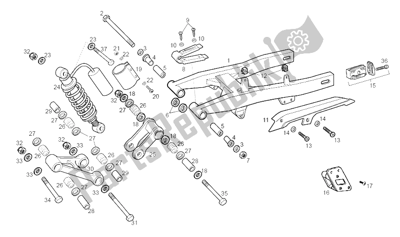 All parts for the Swing Arm - Shock Absorber of the Derbi Senda 50 SM DRD Racing LTD Edition E2 2007