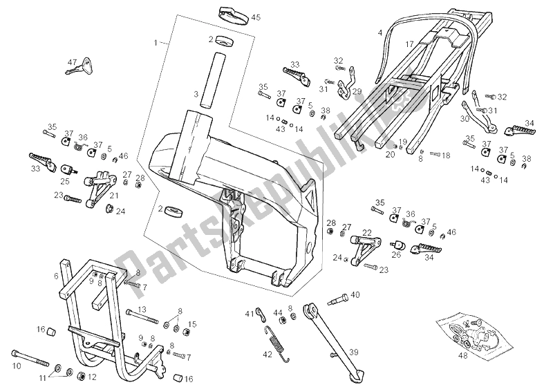 Toutes les pièces pour le Béquille Centrale du Derbi GPR 50 Replica Pesek E2 2007