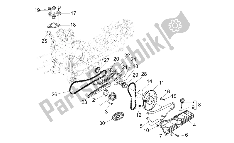 Todas as partes de Bomba De óleo do Derbi Variant Sport 125 4T E3 2012