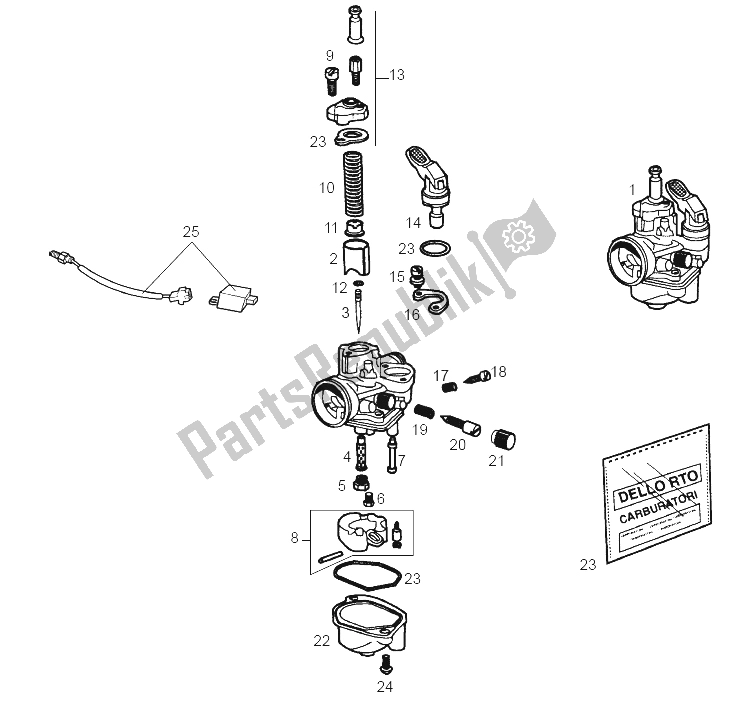 Todas las partes para Carburador de Derbi Senda 50 SM X Trem E2 2004