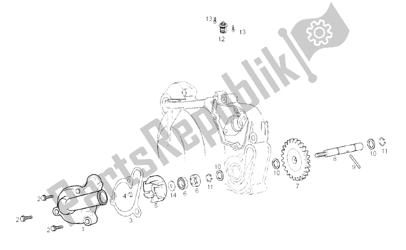 All parts for the Water Pump of the Derbi Senda 50 R DRD X Treme 2T E2 2012