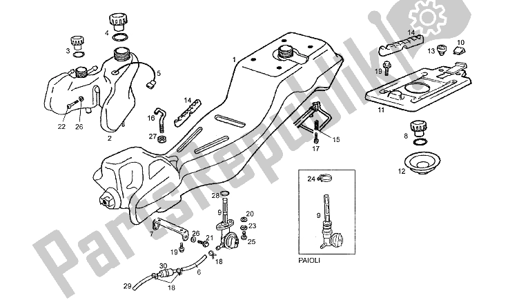 All parts for the Tank of the Derbi GPR 50 R Export 1997