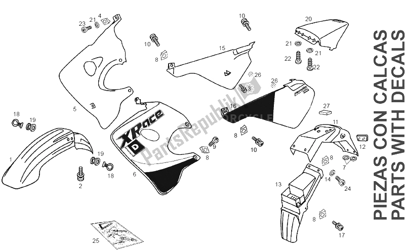 All parts for the Body of the Derbi Senda 50 SM X Race E2 2 VER 2007