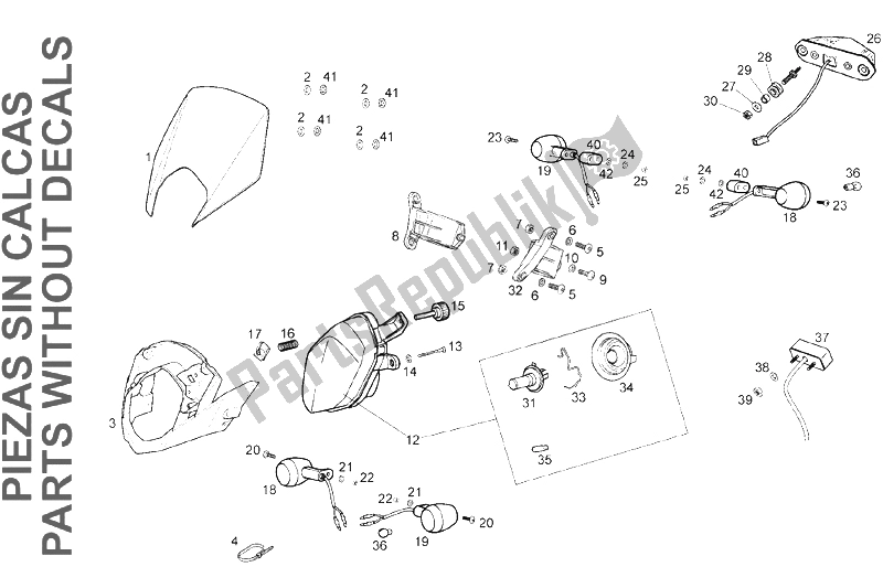 Toutes les pièces pour le Lumières du Derbi Senda 125 SM 4T Baja E3 2007