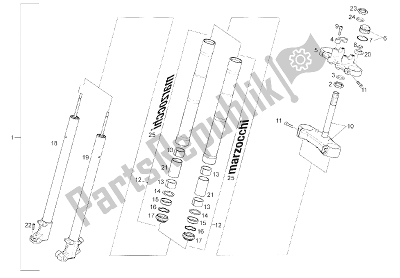 All parts for the Front Fork of the Derbi Senda 50 SM DRD Racing LTD Edition E2 2007