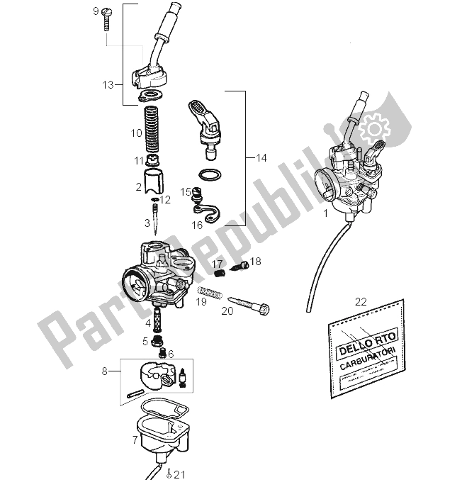 Toutes les pièces pour le Carburateur du Derbi Senda 50 SM DRD Racing E2 2 VER 2005