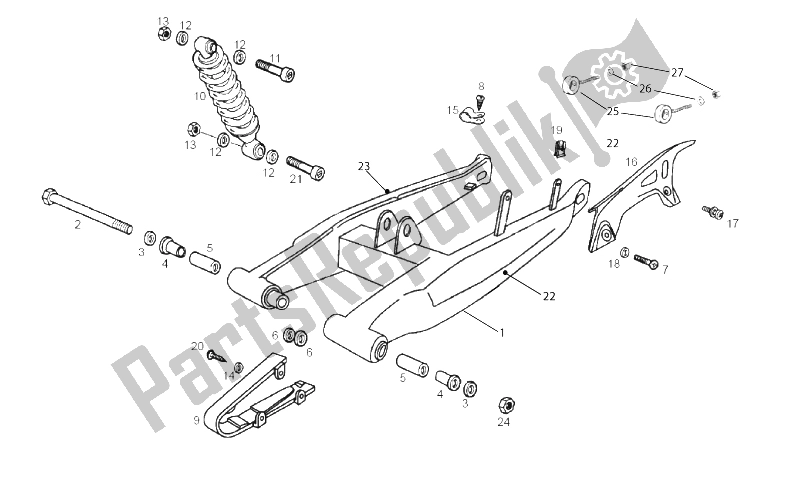 All parts for the Swing Arm - Shock Absorber of the Derbi Senda 50 SM DRD X Treme 2T E2 2010