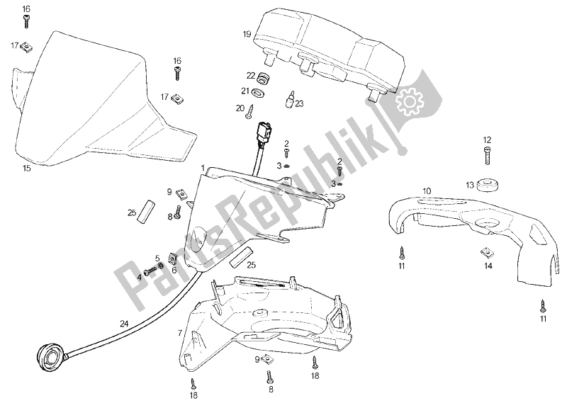 All parts for the Dashboard of the Derbi GP1 LOW Seat 250 CC E3 2 VER 2007